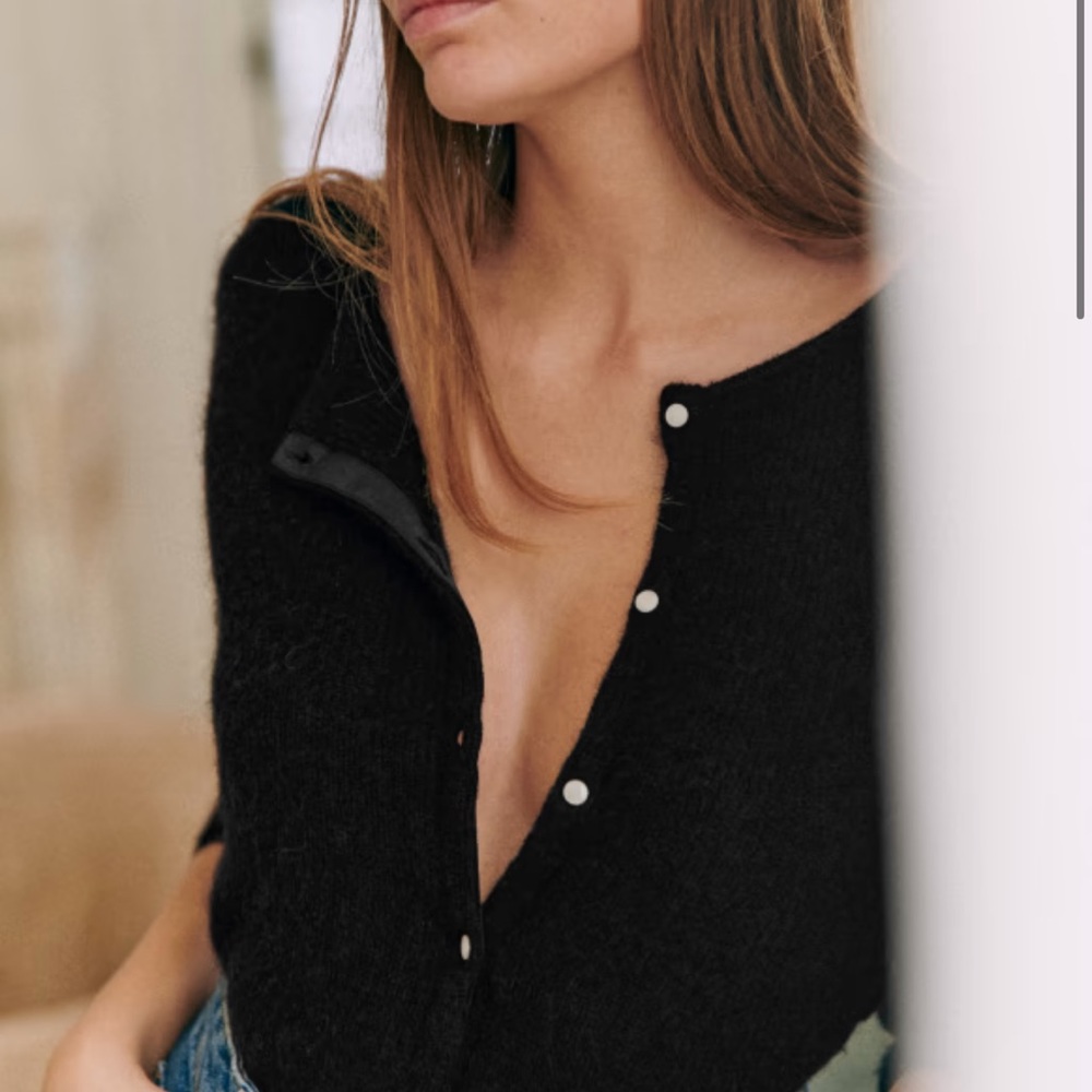 Sezane gaspard cardigan in black